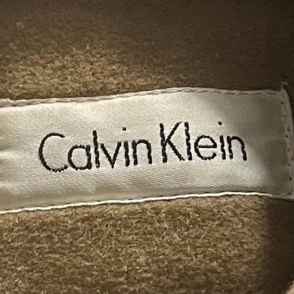 Calvin Klein Full Button Down Single Breast 100% Merino Camel Coat Women Size 6 - Picture 3 of 12